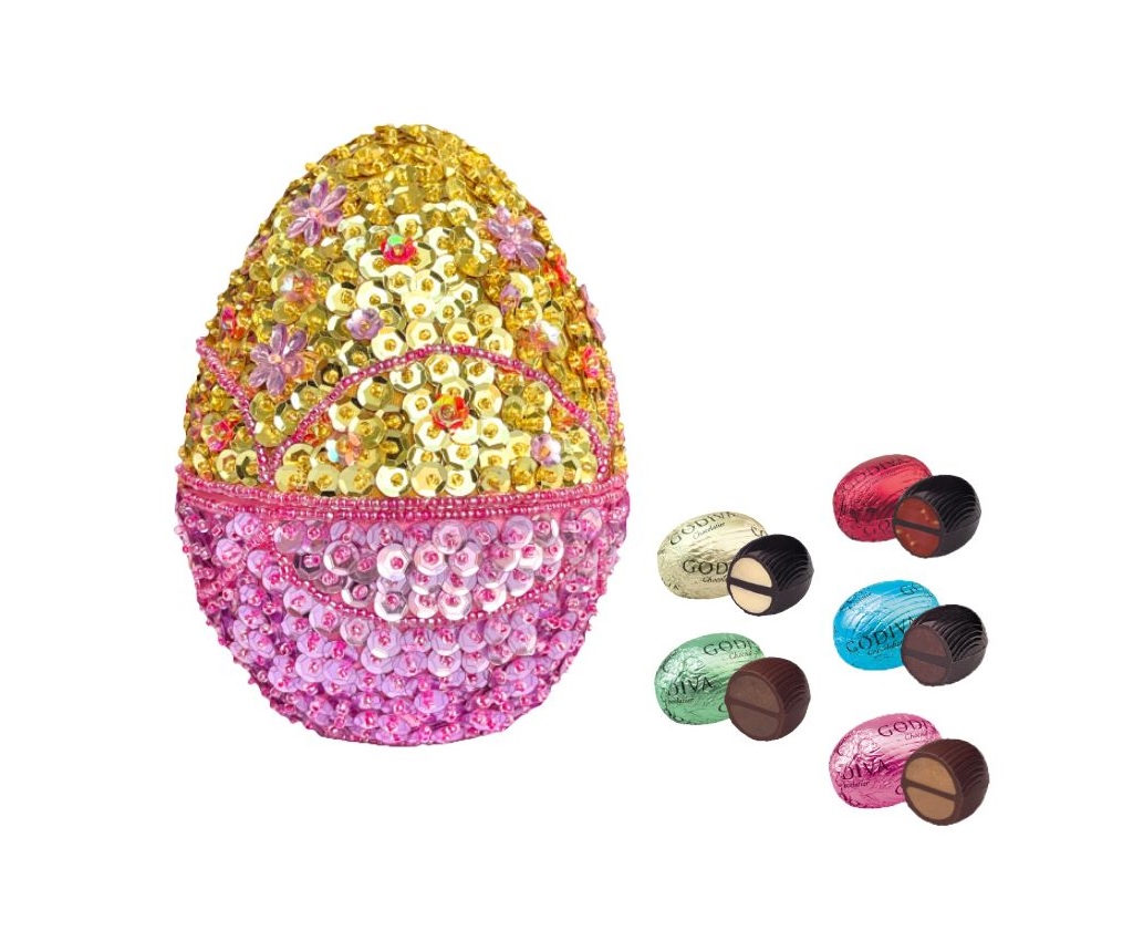 Spring Beaded Egg Shaped Mini Easter Egg Chocolate (15pcs) - Pink